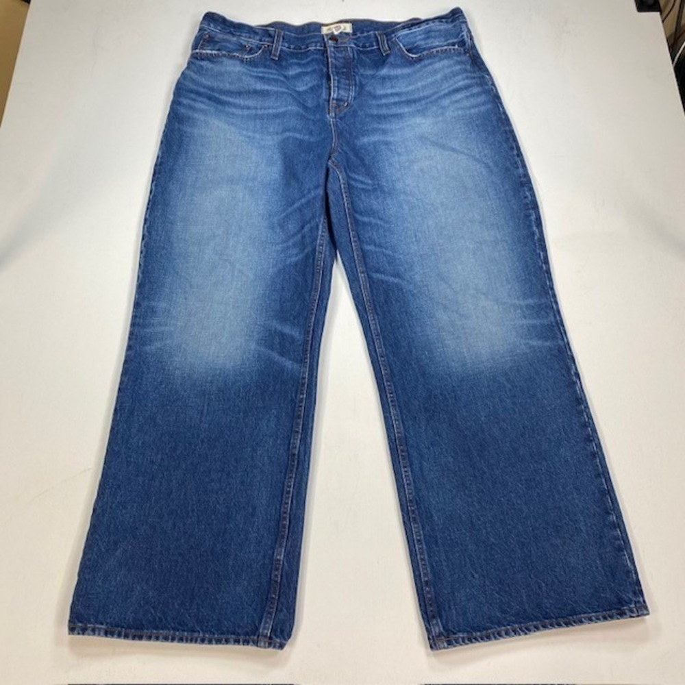 Madewell Low-Slung Baggy Jeans Blue Wide Leg Button Fly NS199 Womens 33